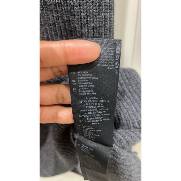 Sandro Paris Embellished Ribbed Wool & Cashmere Long Sleeve Gray Mini Dress US 2 - Picture 9 of 11